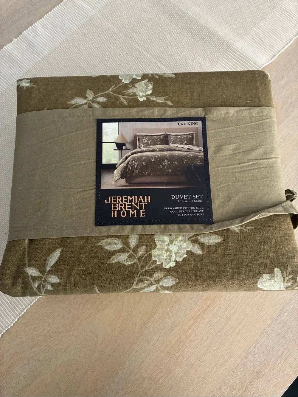 Jeremiah Brent Home 3pc California King Floral 'Palacio' Cotton Duvet Set Green